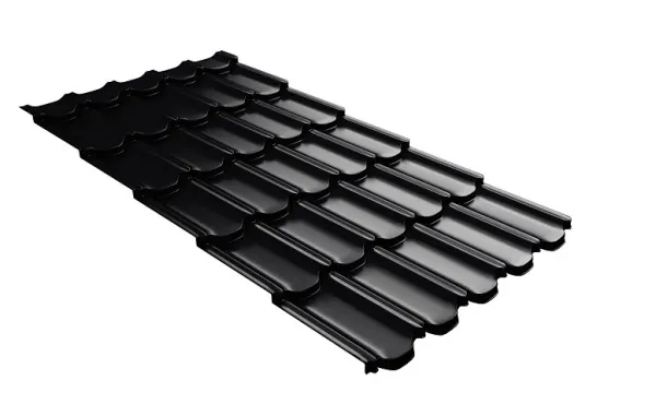 Металлочерепица квинта плюс с 3D резом 0,5 Quarzit lite RAL 9005 черный купить в Благовещенске