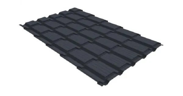 Металлочерепица GL квадро профи 0,5 GreenCoat Pural RR 23 темно-серый (RAL 7024) мокрый асфальт купить в Благовещенске