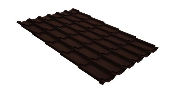 Металлочерепица классик GL 0,5 GreenCoat Pural Matt RR 887 шоколадно-коричневый (RAL 8017 шоколад) купить в Благовещенске