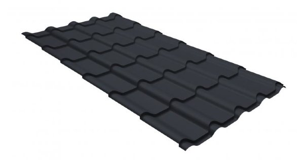 Металлочерепица камея GL 0,5 GreenCoat Pural matt RR 23 темно-серый (RAL 7024 мокрый асфальт) купить в Благовещенске