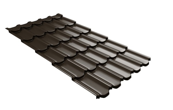 Металлочерепица квинта плюс с 3D резом 0,5 GreenСoat Pural Matt RR 32 темно-коричневый (RAL 8019 серо-коричневый) купить в Благовещенске
