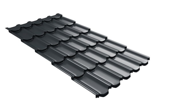 Металлочерепица квинта плюс с 3D резом 0,5 Satin RAL 7016 антрацитово-серый купить в Благовещенске