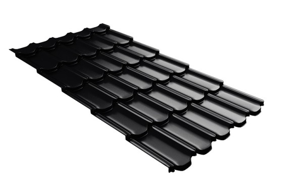 Металлочерепица квинта плюс с 3D резом 0,5 Satin RAL 9005 черный купить в Благовещенске