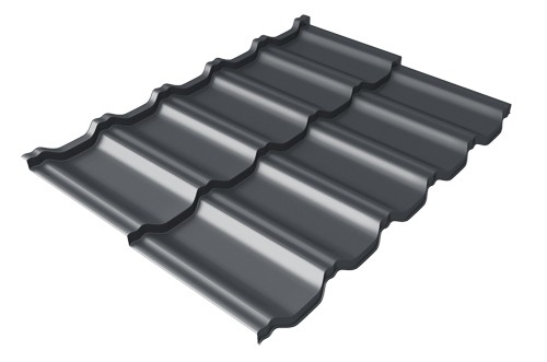 Металлочерепица модульная Квинта Uno Grand Line c 3D резом 0,5 Velur RAL 7024 мокрый асфальт купить в Благовещенске