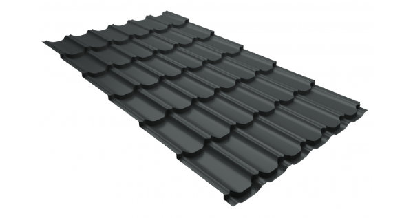 Металлочерепица квинта плюс 0,5 GreenCoat Pural Matt RR 23 темно-серый (RAL 7024 мокрый асфальт) купить в Благовещенске