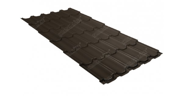 Металлочерепица квинта плюс 0,5 GreenCoat Pural Matt RR 32 темно-коричневый (RAL 8019 серо-коричневый) купить в Благовещенске